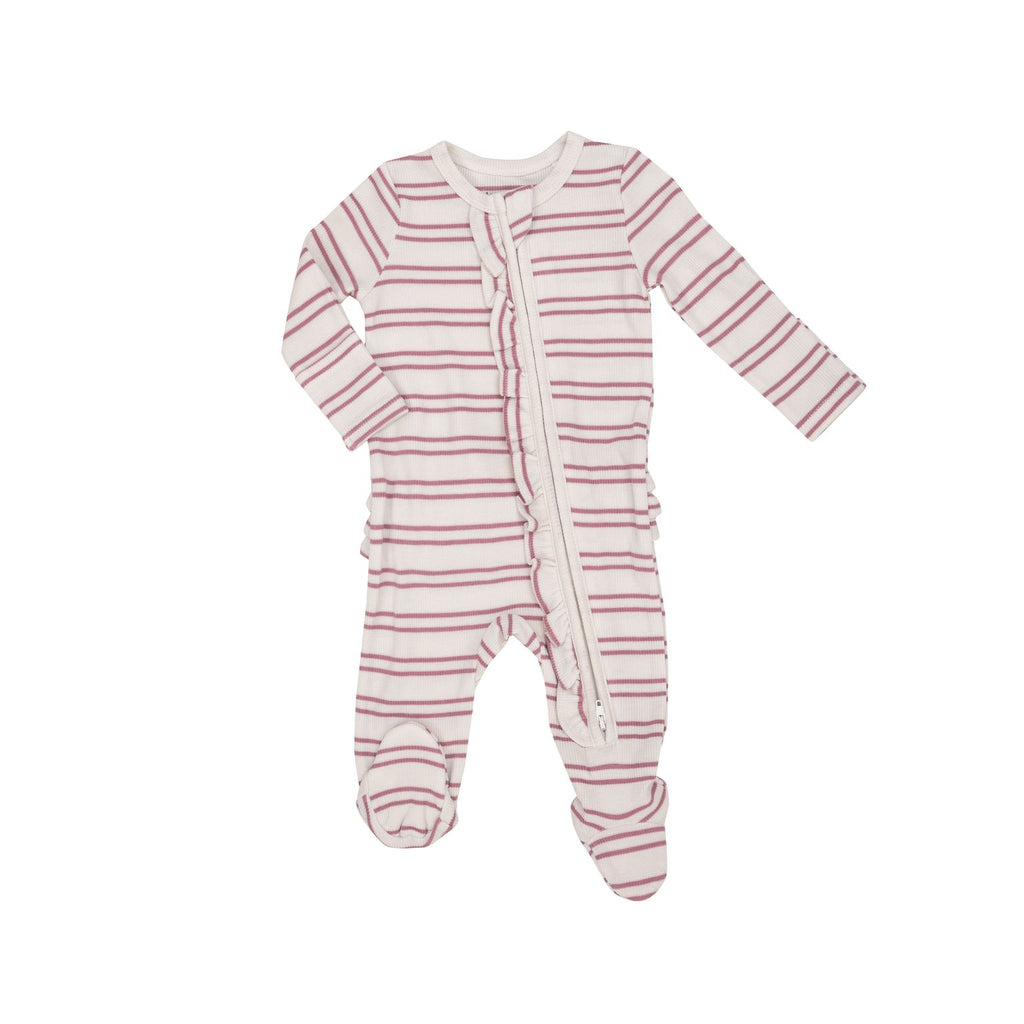 Rib Foxglove & Sugar Swizzle 2 Way Zipper Footie