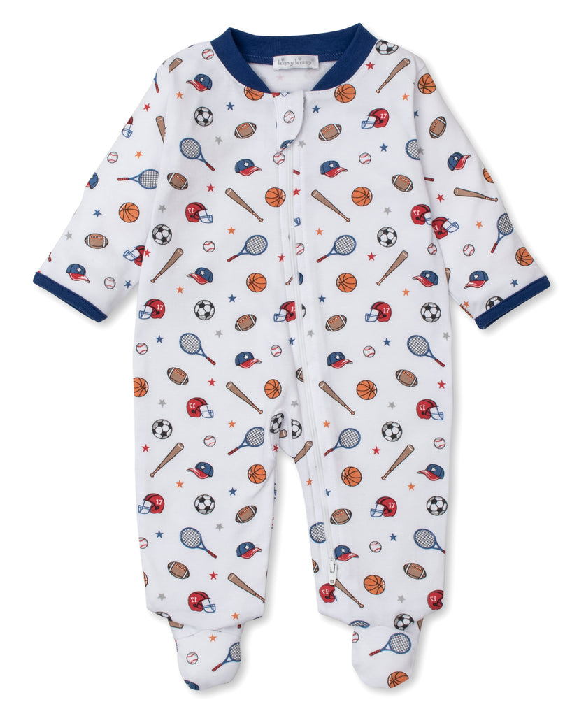 Sports Lineup Footie with Zipper