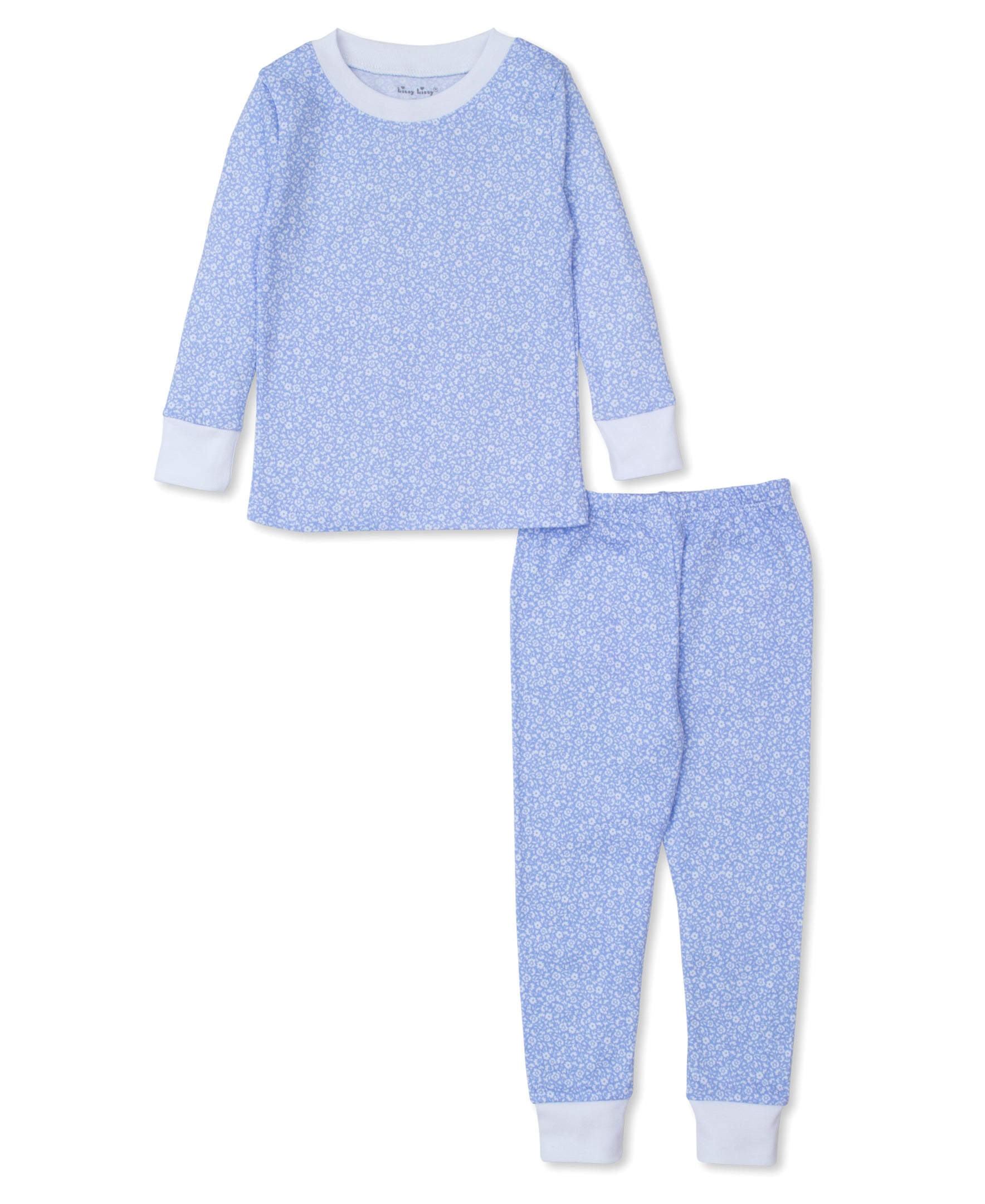 Fall Flower Patch Pajama Set - Light Blue