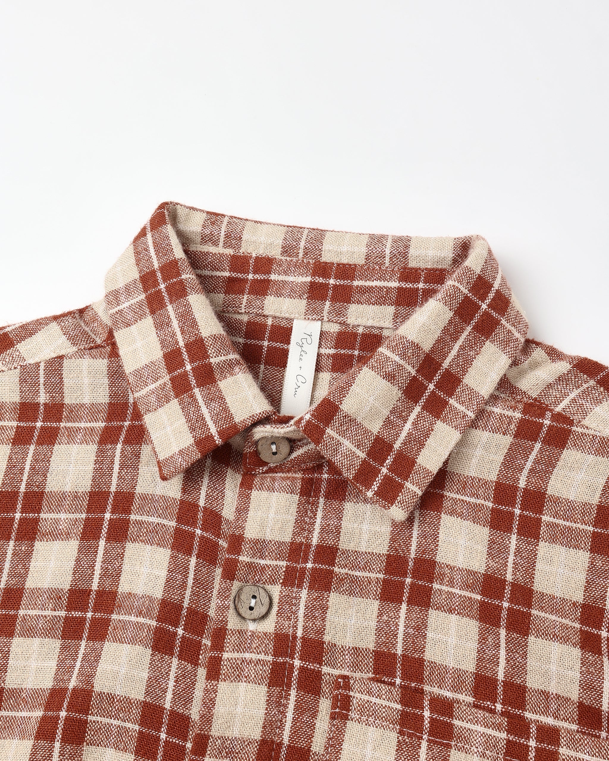 COLLARED LONG SLEEVE SHIRT || RED PLAID