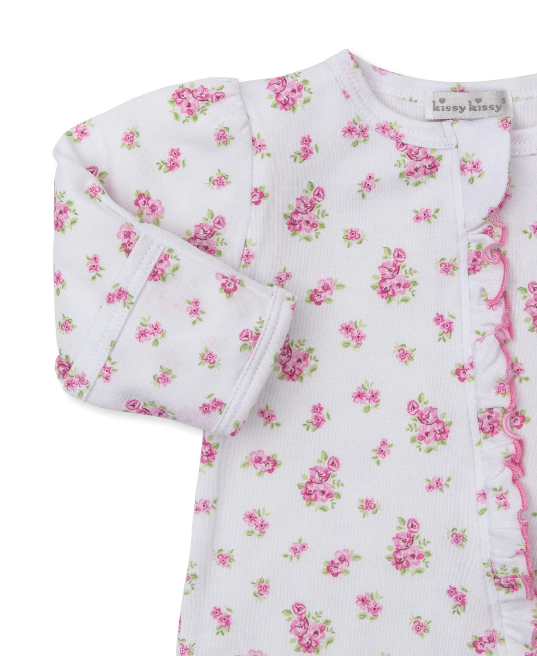 Pink Footie w/ Zip- Roses and Blooms