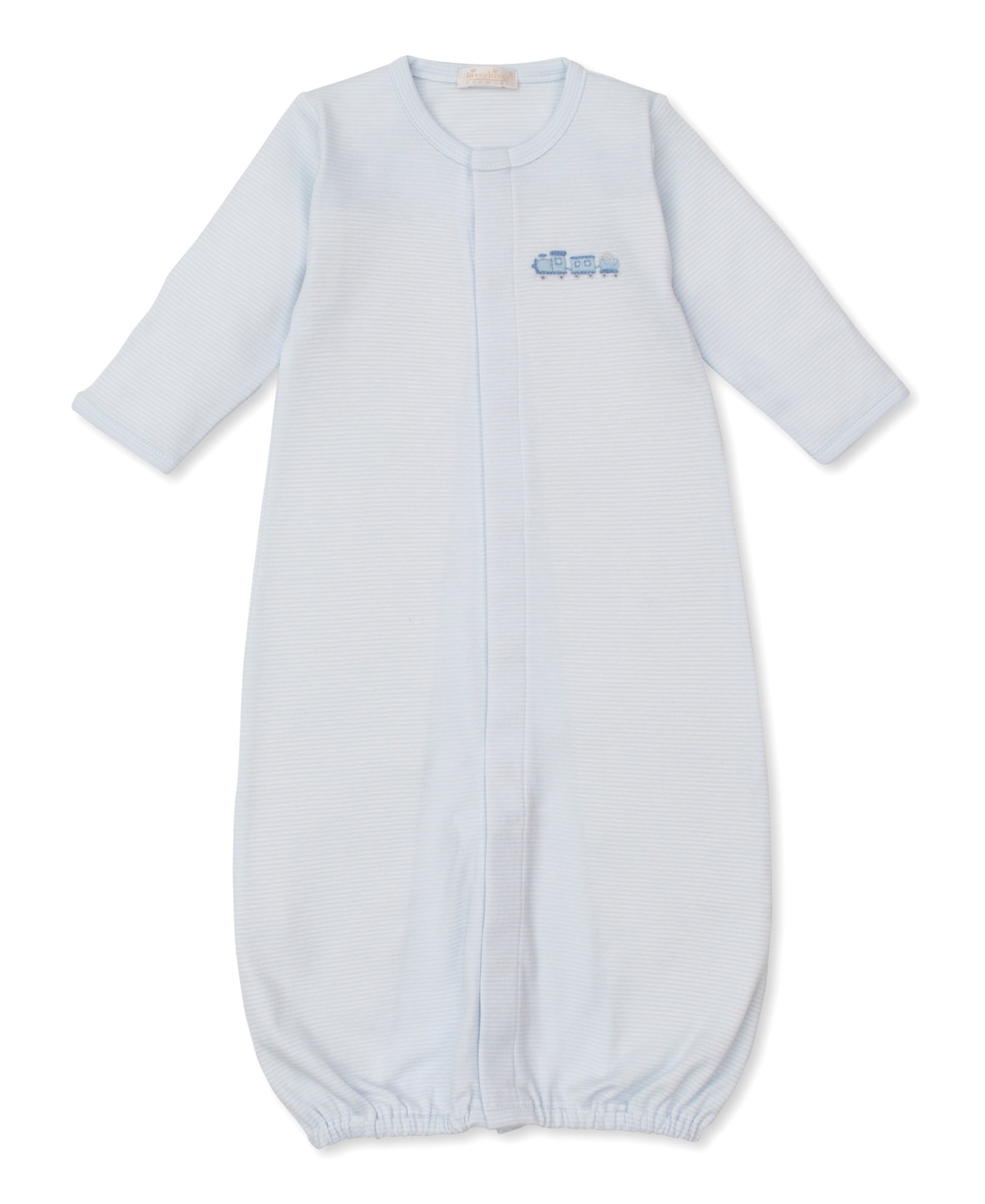 Light Blue Stripe Converter Gown- Train