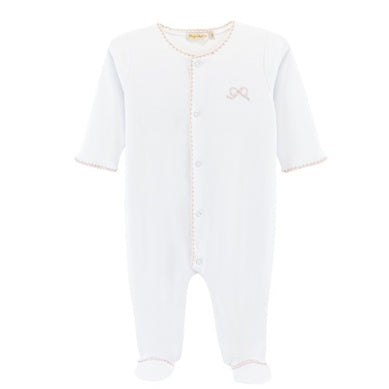 Pretty Bows Footie w/ Crochet Trim