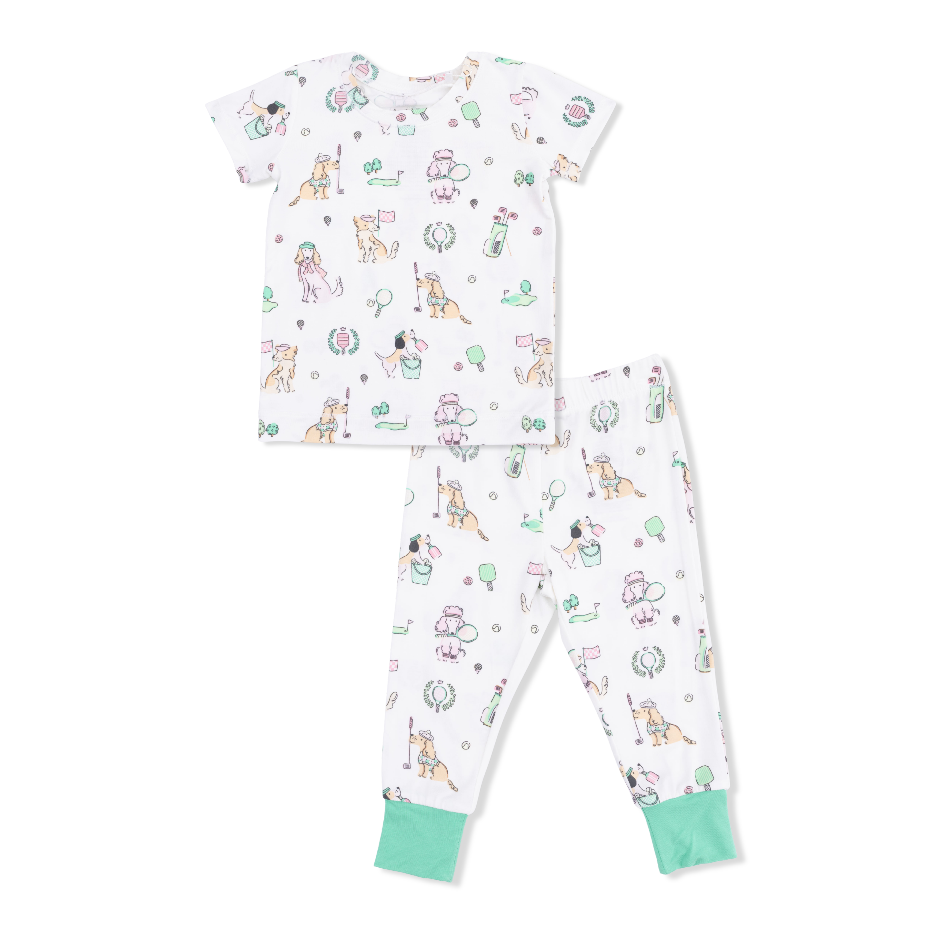 Country Club Dogs Pink Short Sleeve Loungewear Set