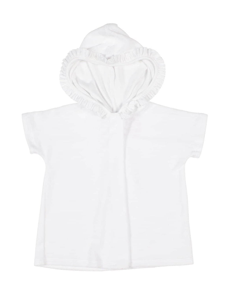 White Knitted Terry Hooded Kimono Coverup