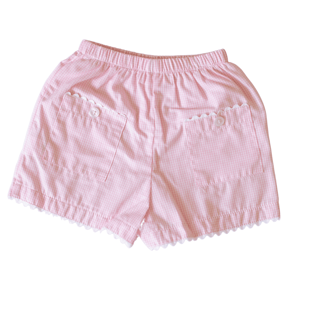 Two Pocket Pink Gingham Ric Rac Shorts