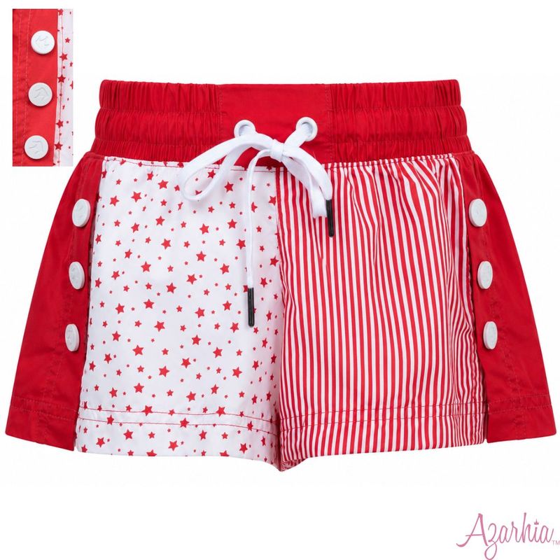 Red Stars and Stripes Color Block Shorts