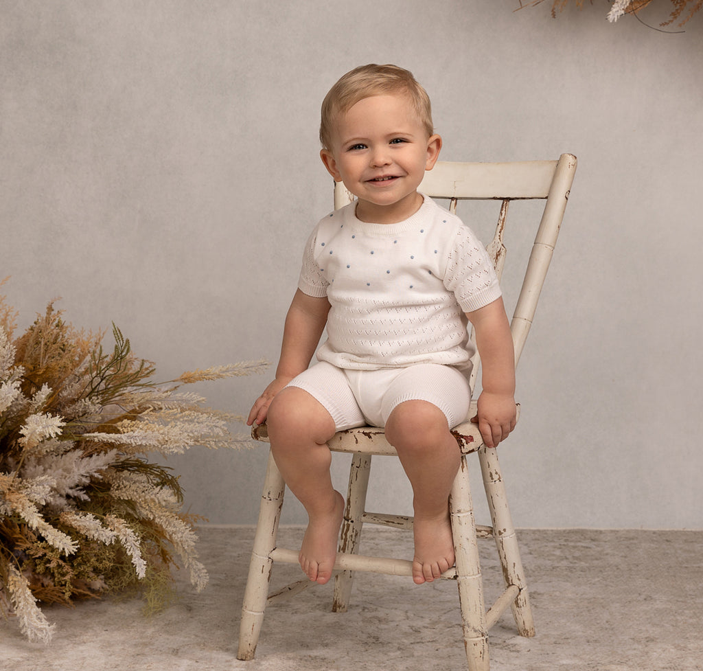 Ivory Pointelle Knit Set