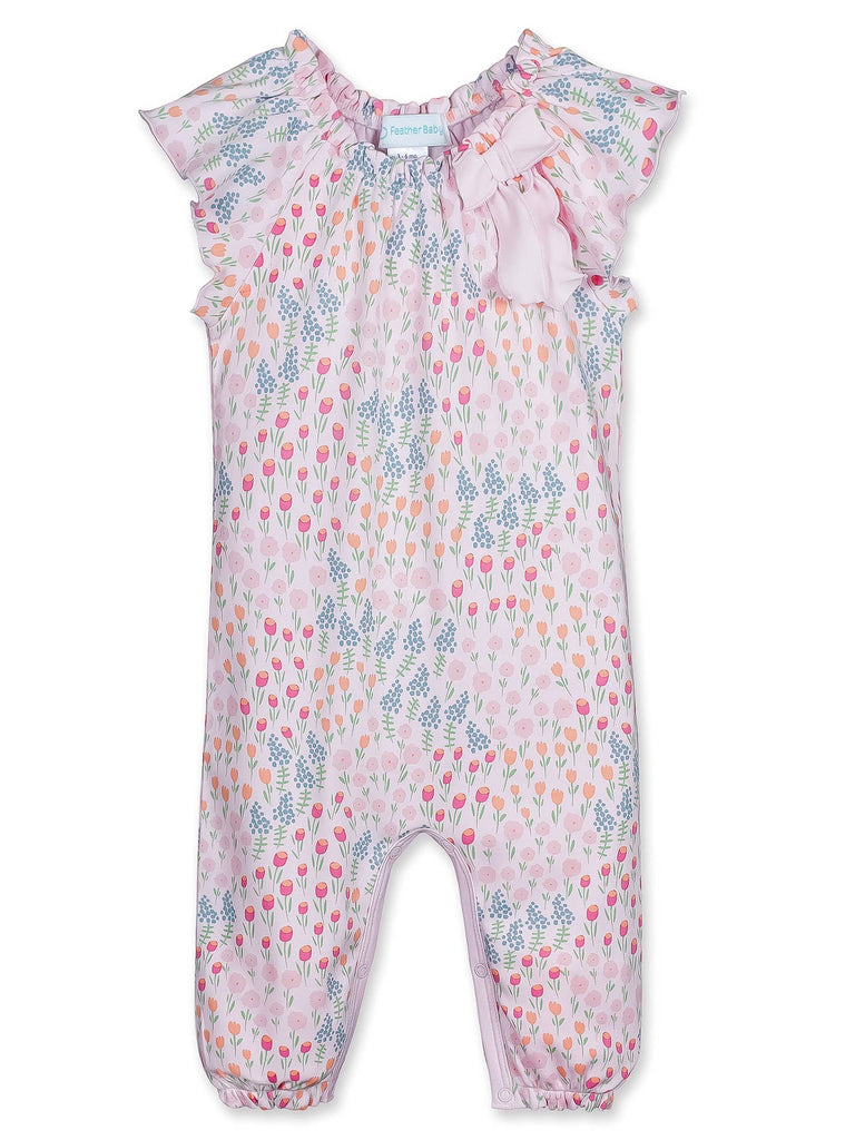 Bow Romper - Katie on Pink