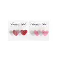 Acrylic Glitter Heart Clips