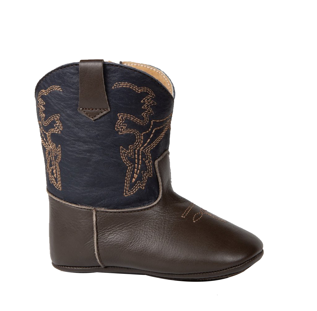Chocolate/Navy Blue Frisco Baby Boots