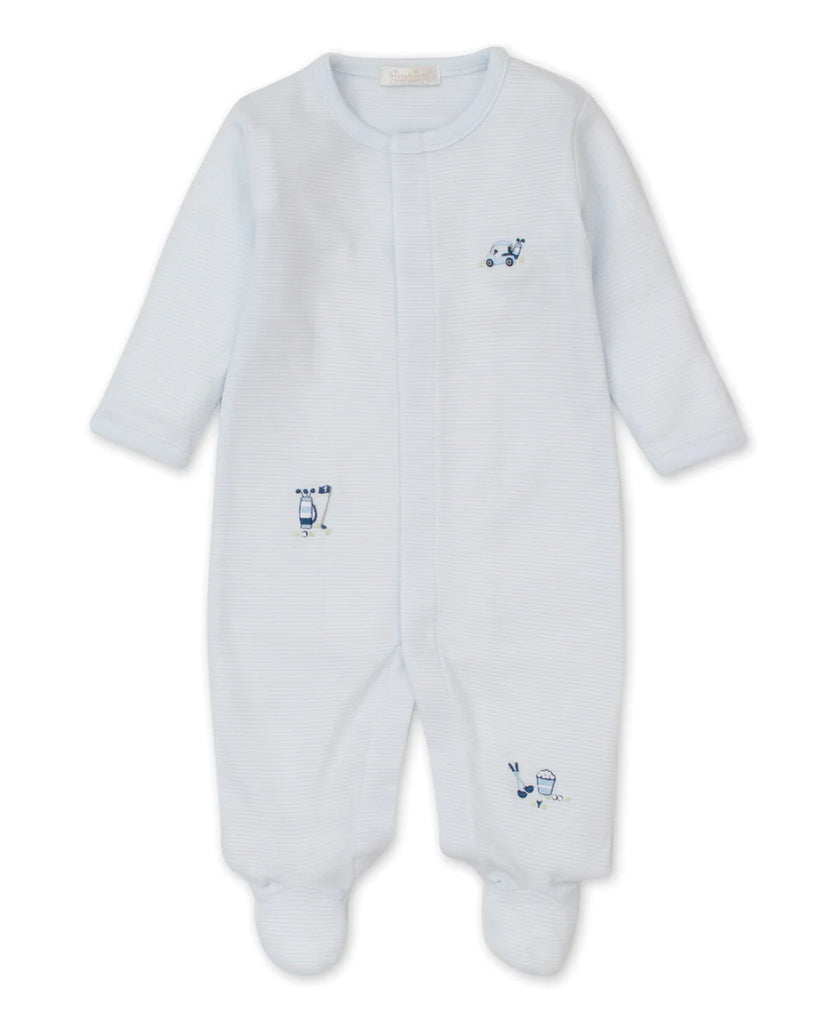Kissy Kissy Hand Emb. Premier Hole In One Stripe Footie