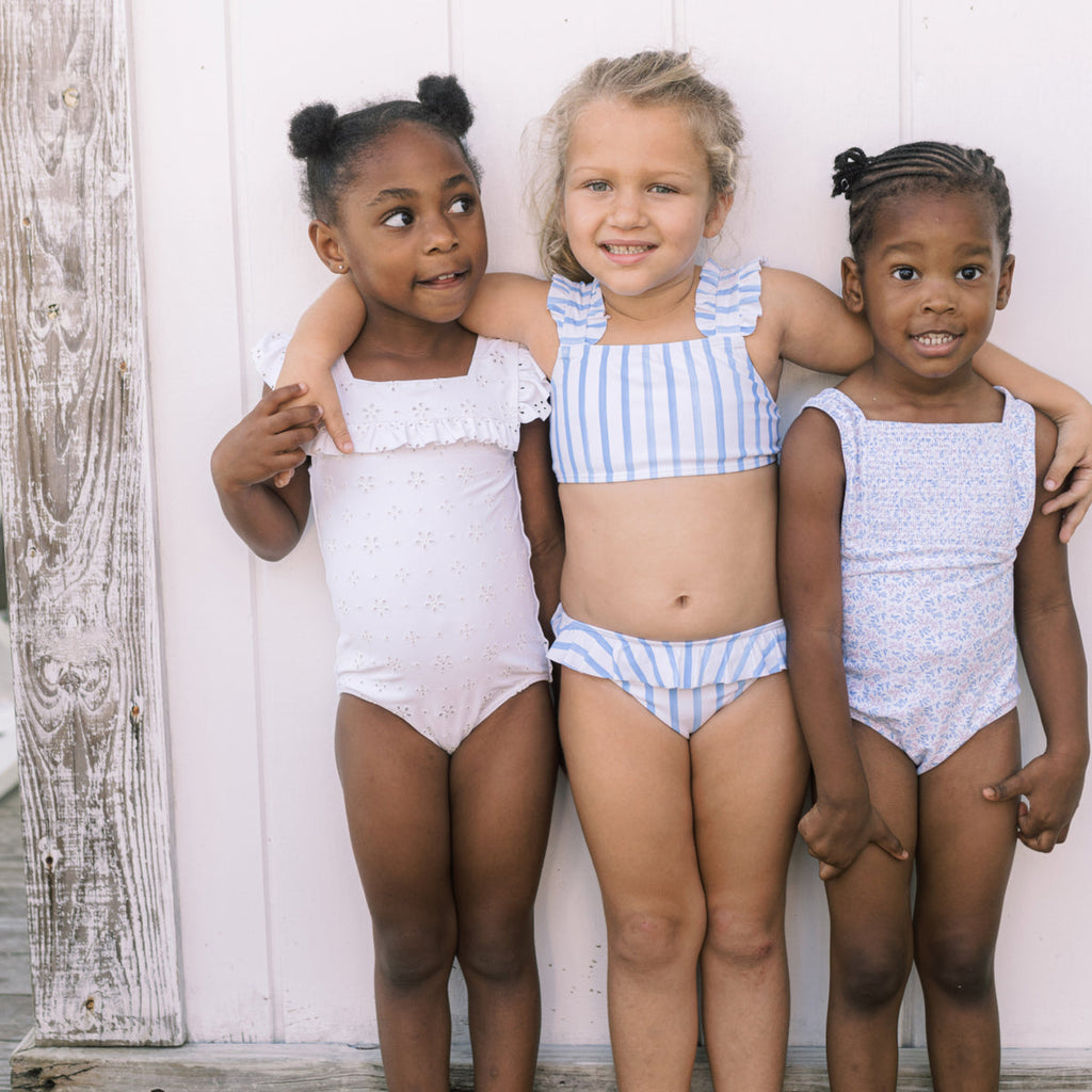 White Eyelet Square Neck One Piece