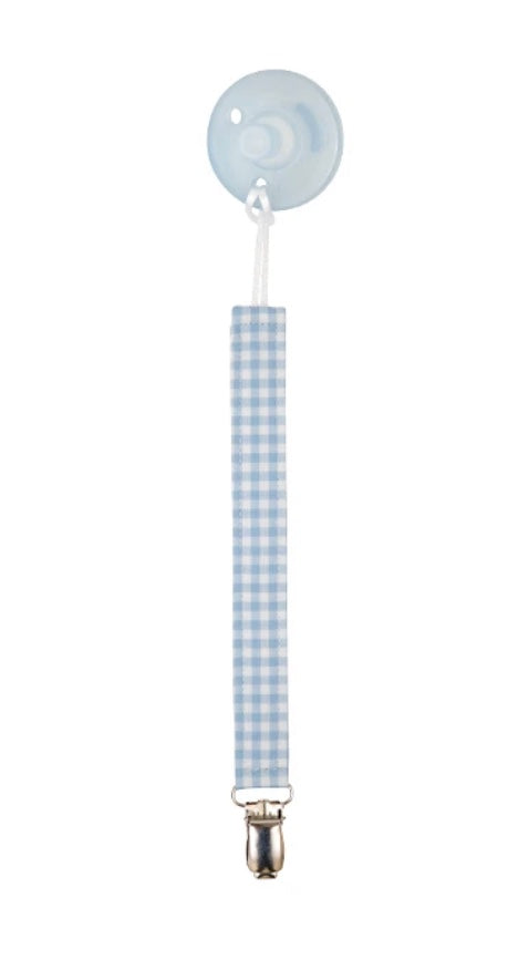 Blue Gingham Paci Clip