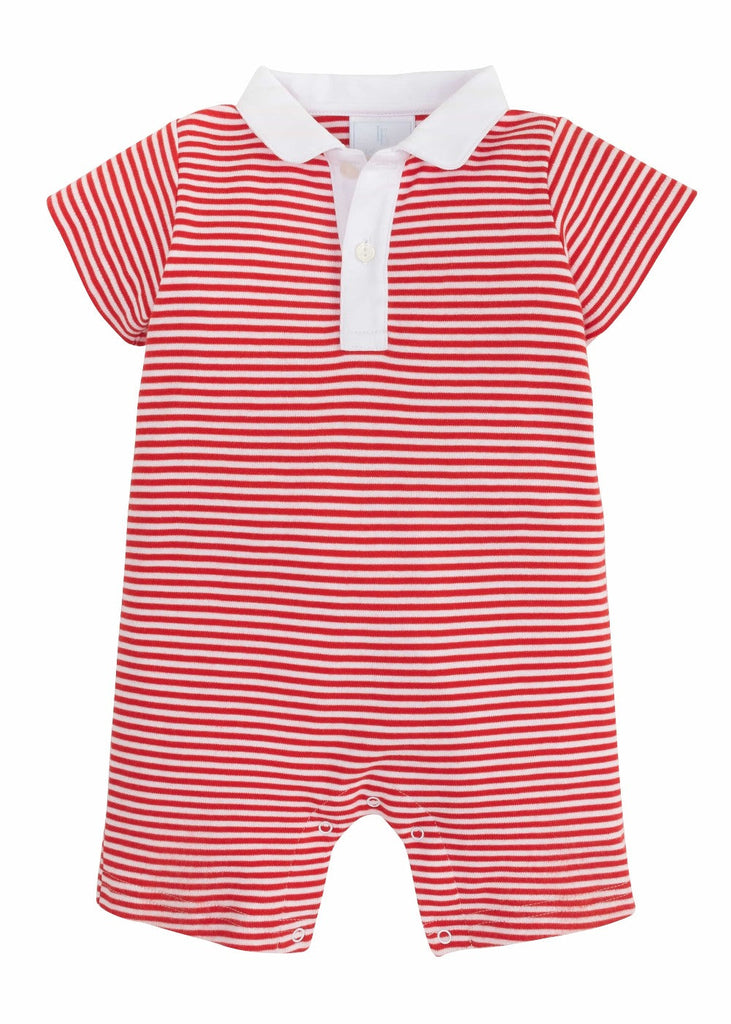 Red Stripe Peter Pan Polo Romper