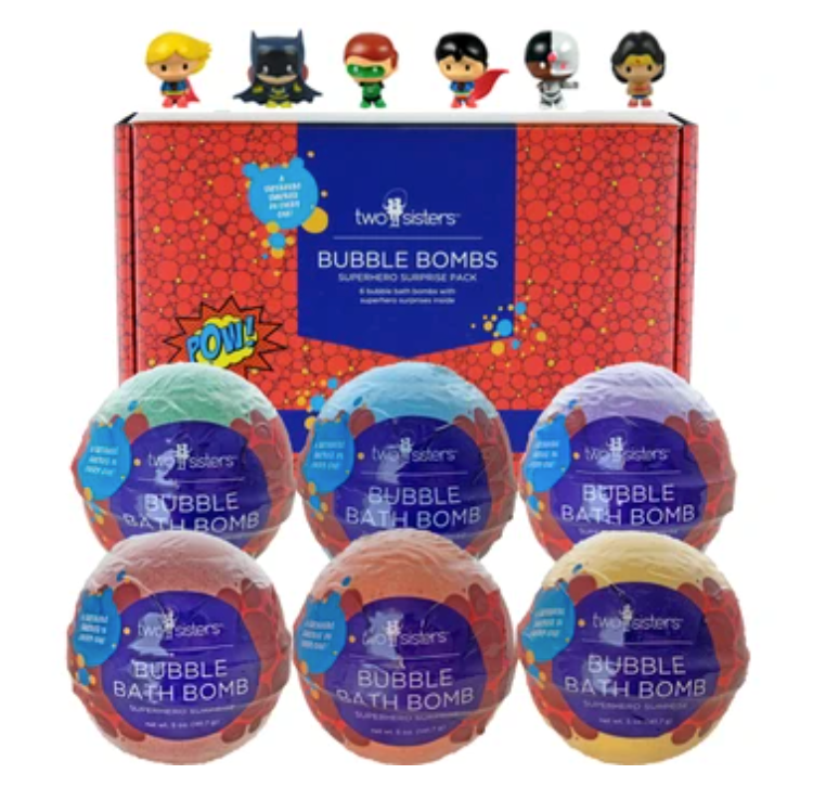 6 Superhero Surprise Bubble Bath Bombs Set