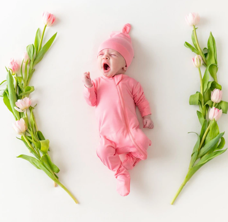 Zippered Footie in Rose