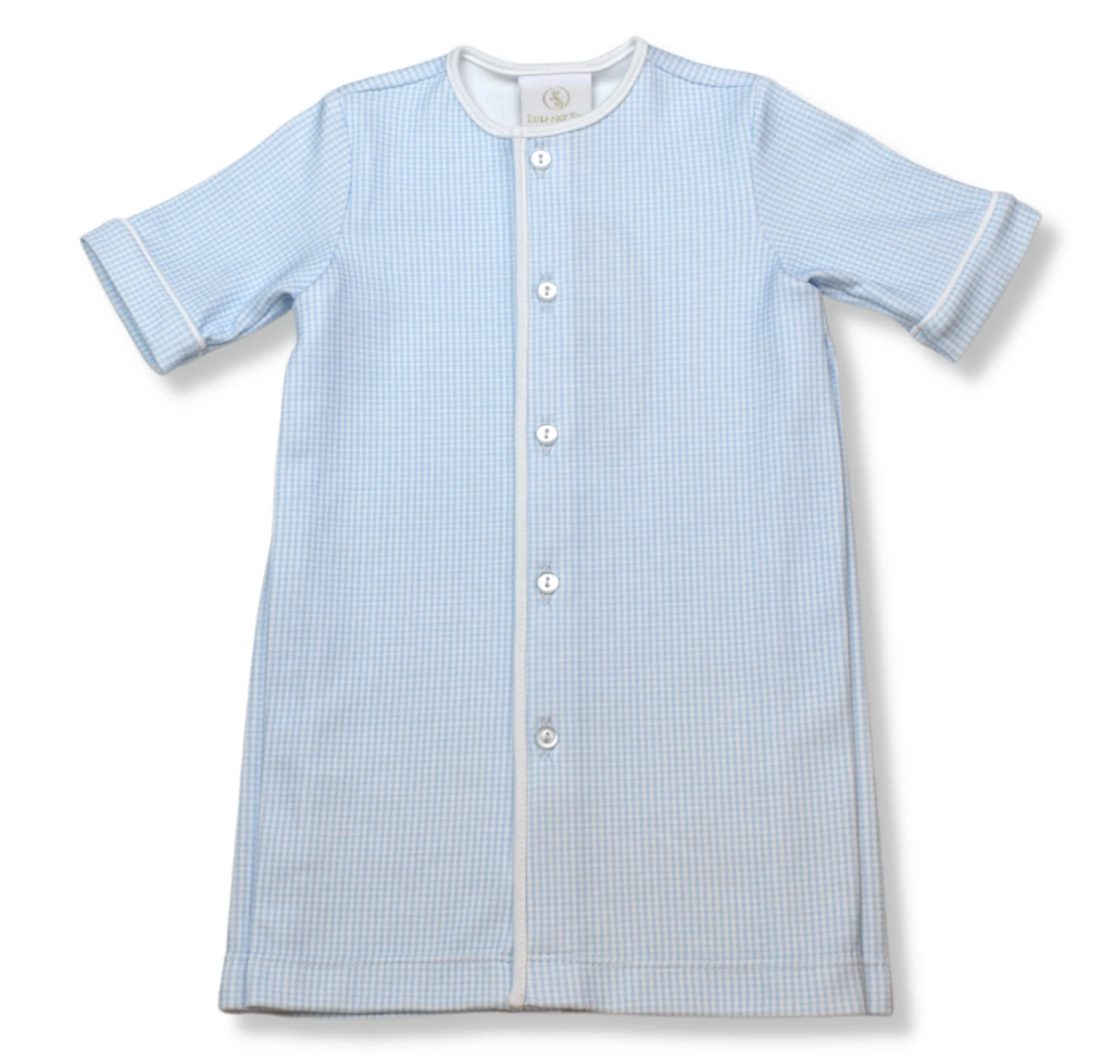 Welcome Little One Daygown - Blue Mini Gingham