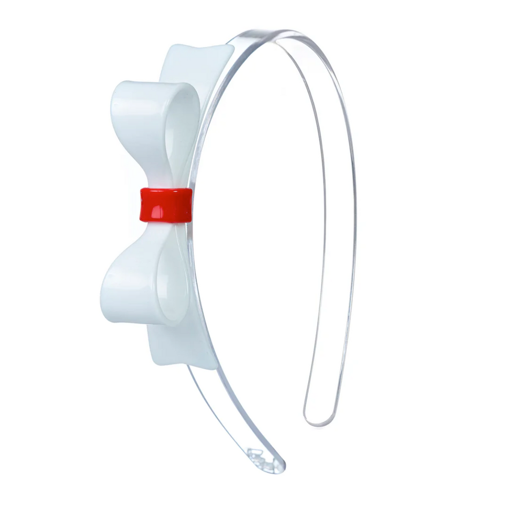 Bow Tie White+Red Headband