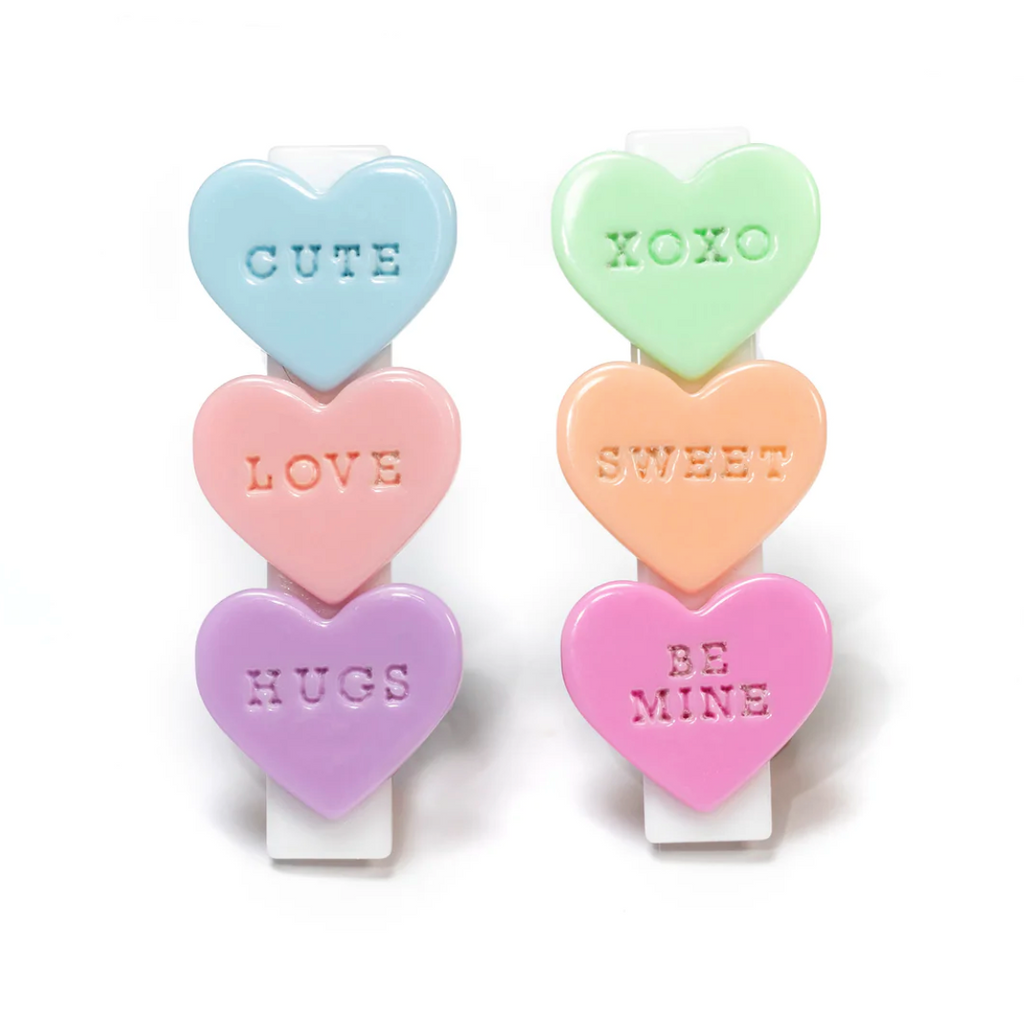 Multi Candy Hearts Alligator Clips