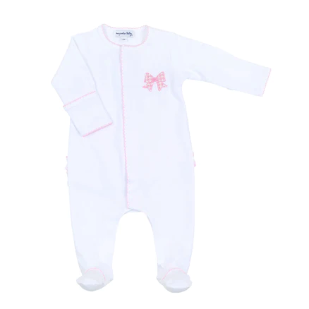 Gingham Bows Emb Ruffle Footie PK