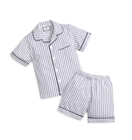Navy French Ticking Classic Short Set
