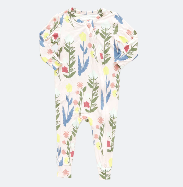 Baby Bamboo Romper - Pink Paper Floral