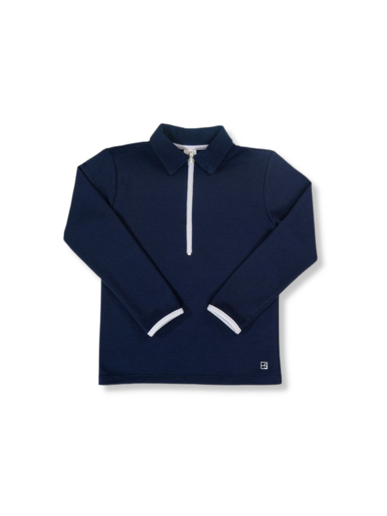 Henry Half Zip - Navy/White