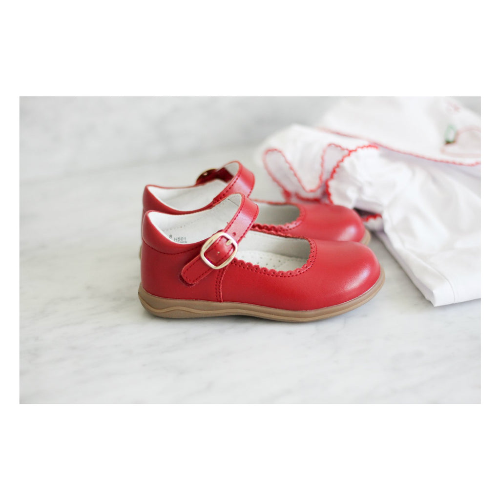 Chloe Scalloped Leather Mary Jane | Red